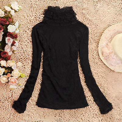 冬款加厚韓版蕾絲打底衫 雙層花邊領，優雅與溫暖并存